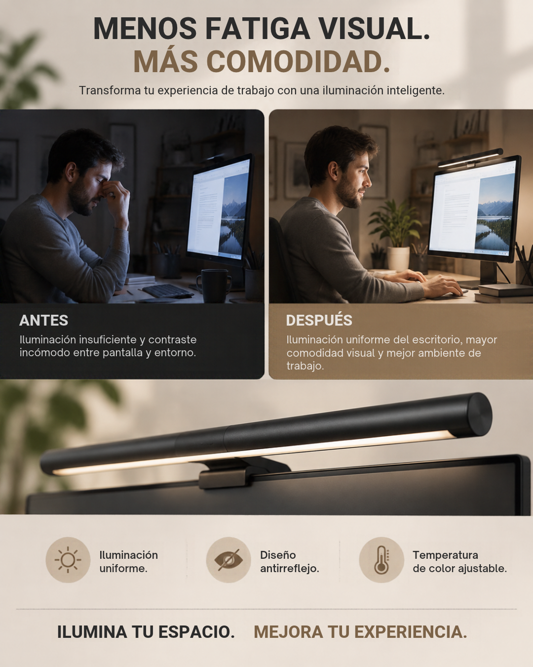 Barra de Luz para Monitor Sin Reflejos