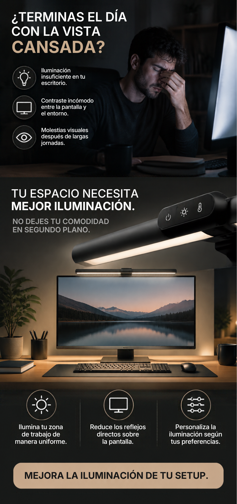 Barra de Luz para Monitor Sin Reflejos
