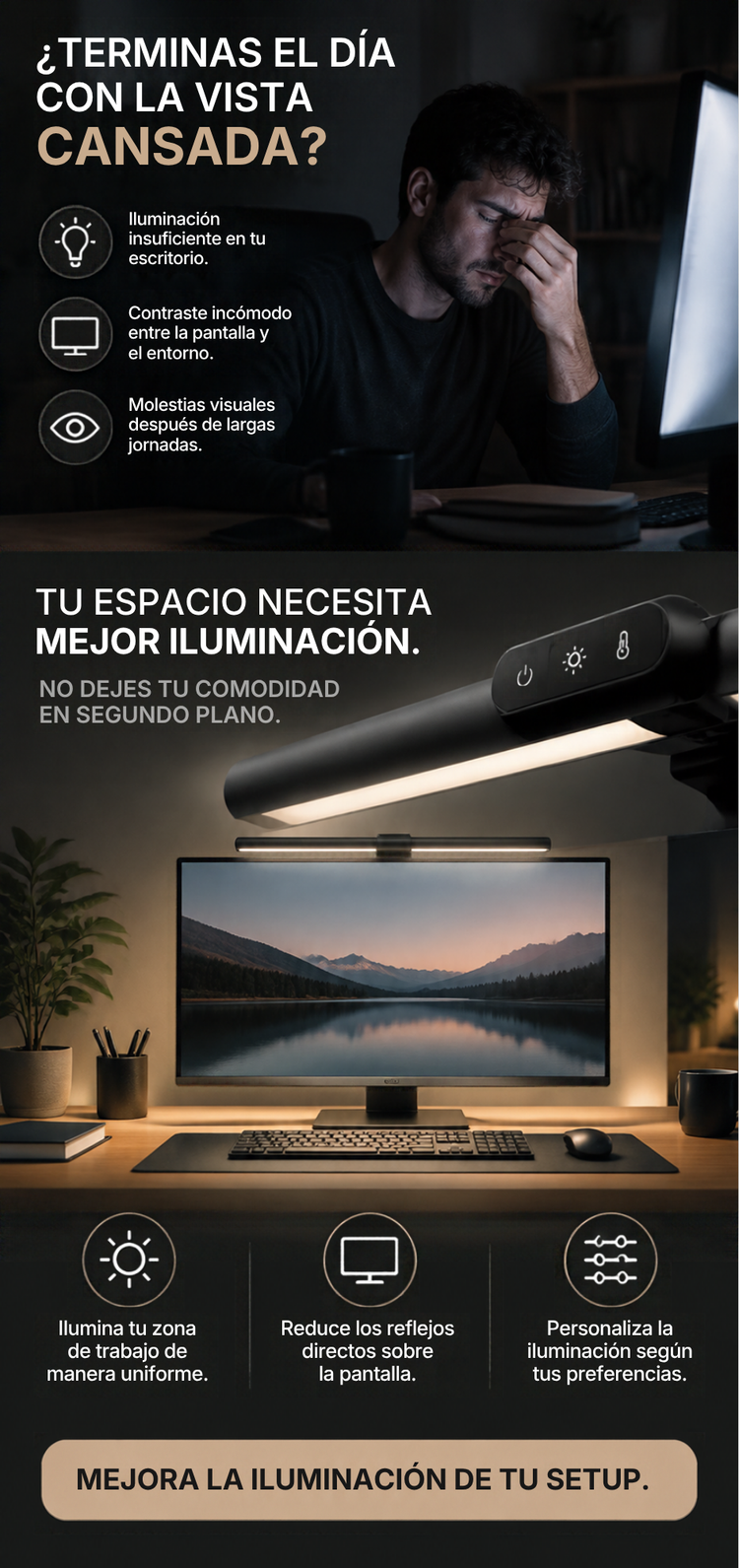 Barra de Luz para Monitor Sin Reflejos
